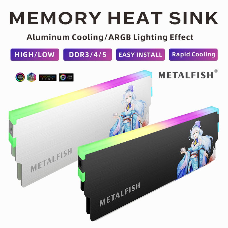 Ram Memory Module - METALFISH DRAM dissipateur thermique 5V-3PIN ARGB