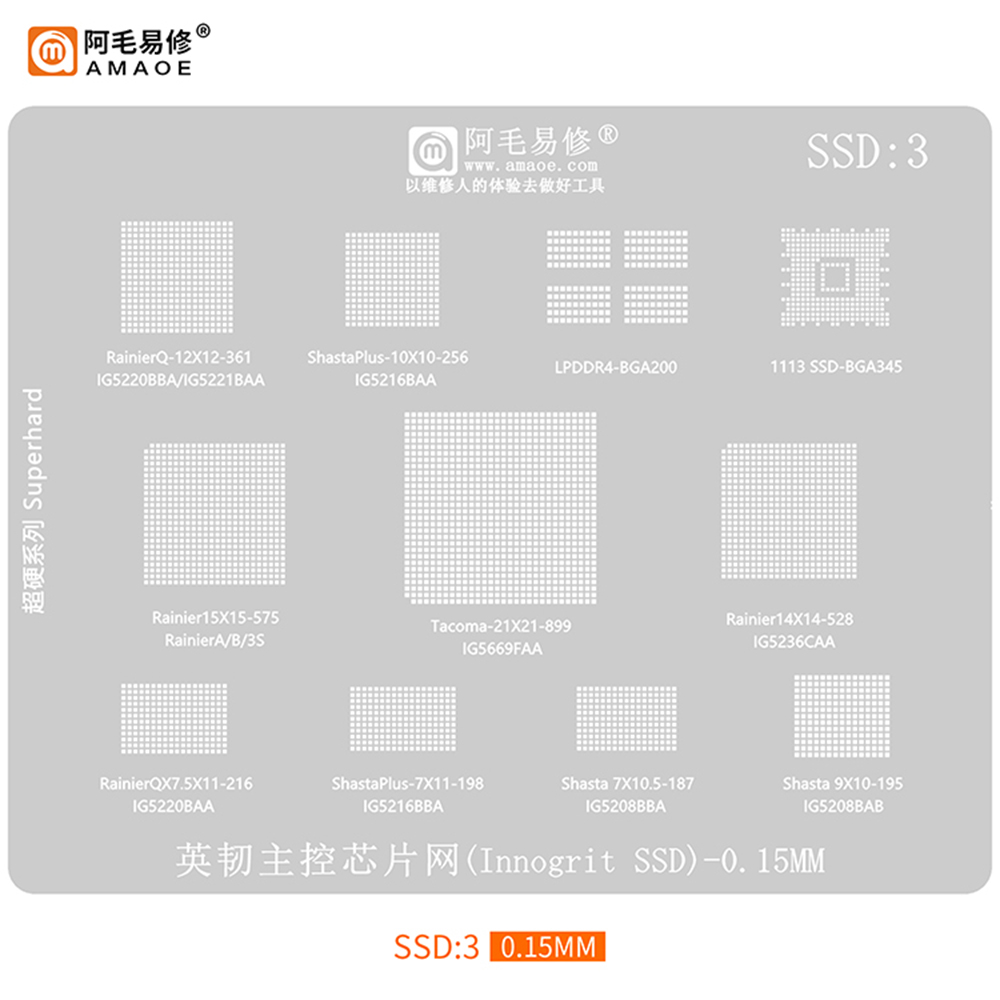 AMAOE Pochoir de Reballing SSD - Ddr2 Ram avis et prix